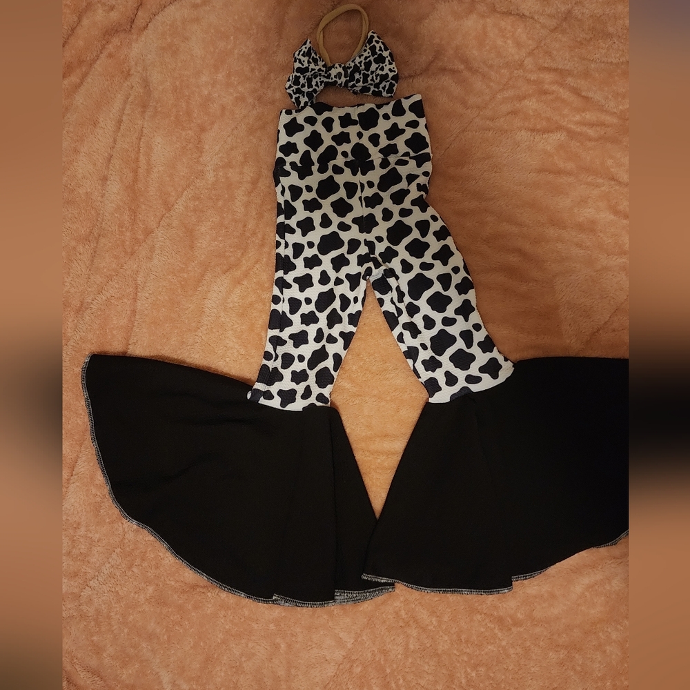 Cow print bell bottom flare